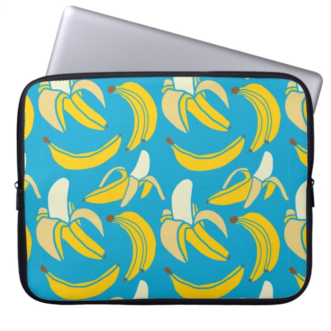 yellow fresh fruit tropical banana seamless patter laptop sleeve (Front)