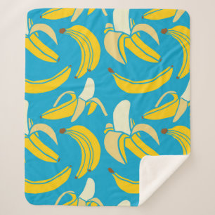 yellow fresh fruit tropical banana seamless patter sherpa blanket
