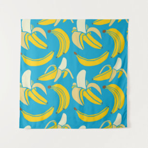 yellow fresh fruit tropical banana seamless patter tapestry