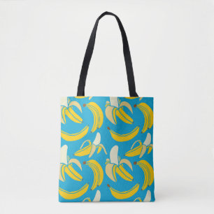 yellow fresh fruit tropical banana seamless patter tote bag
