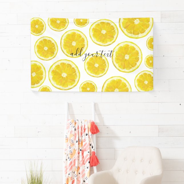 Yellow fresh lemon slice custom text banner (Insitu)