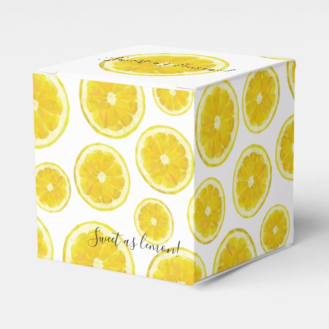 Yellow fresh lemon slice gift favour box (Front Side)