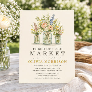 Yellow Fresh Off the Market Floral Bridal Shower Invitation