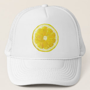 Yellow fresh sour lemon slice modern trucker hat