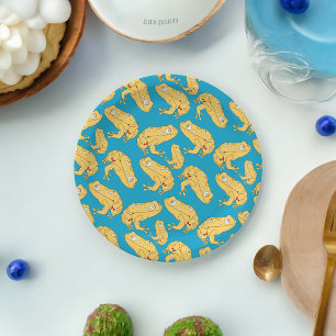 Yellow Frog Cartoon Paper Plate