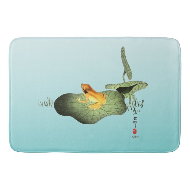 Yellow Frog on Lotus Leaf Bath Mat (Front)
