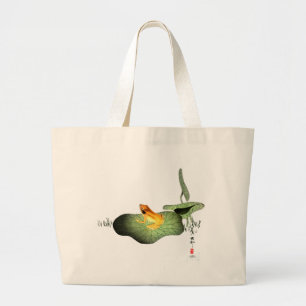 Yellow Frog on Lotus Leaf Large Tote Bag