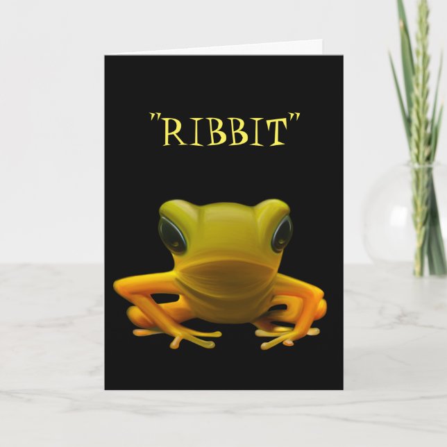 Yellow Frog Ribbit Birthday Card (Front)