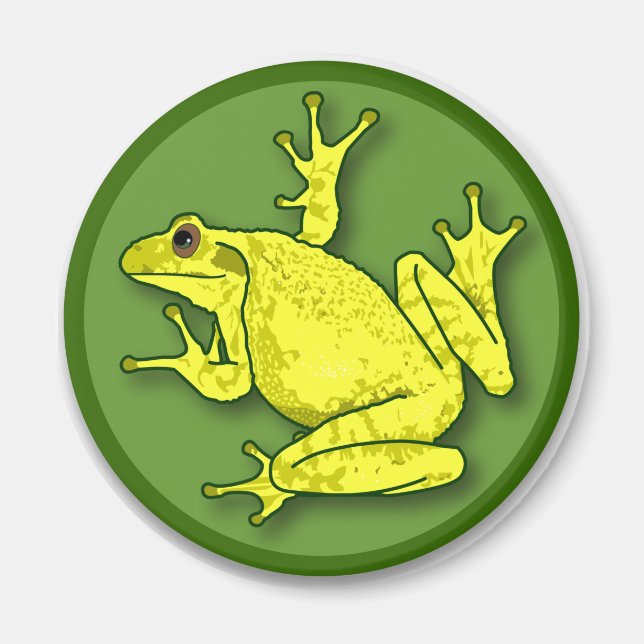 Yellow Frog Round Magnet (Front)