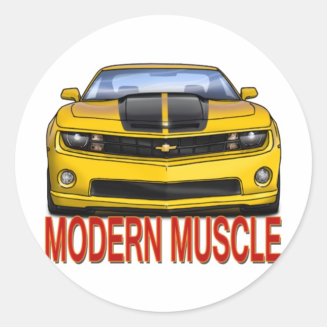 YELLOW_FRONT_CAMARO.png Classic Round Sticker (Front)