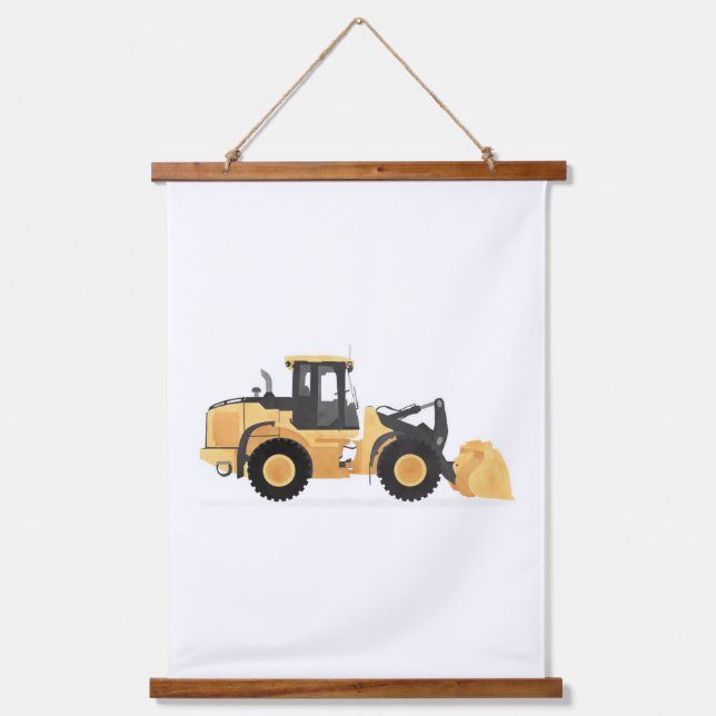 Yellow Front Loader Construction Vehicle Decor Hanging Tapestry (Front)