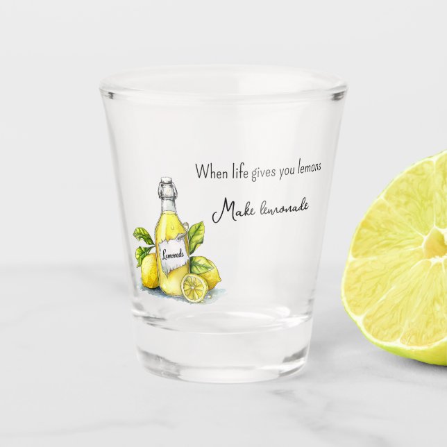 Yellow Fruit Lemons Make Lemonade Shot Glass (Front)
