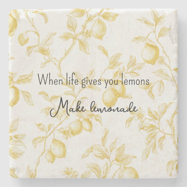 Yellow Fruit Lemons Make Lemonade Stone Coaster (Front)
