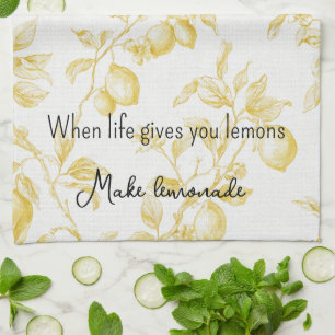 Yellow Fruit Lemons Make Lemonade Tea Towel