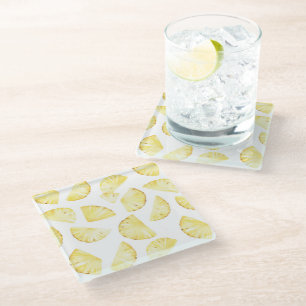 Yellow Fruit Pineapples Glass Coaster