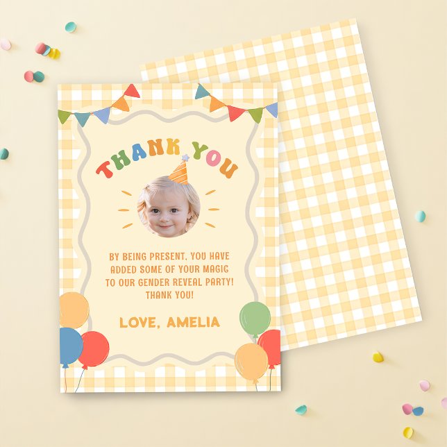 Yellow Fun Colorful Birthday Party Thank You Card (Creator Uploaded)