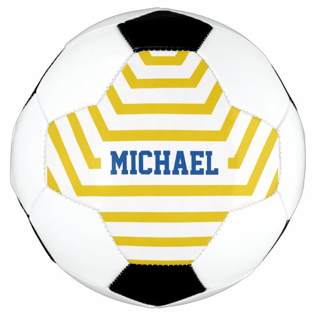 Yellow Fun Stripes Custom Name Football (Front)