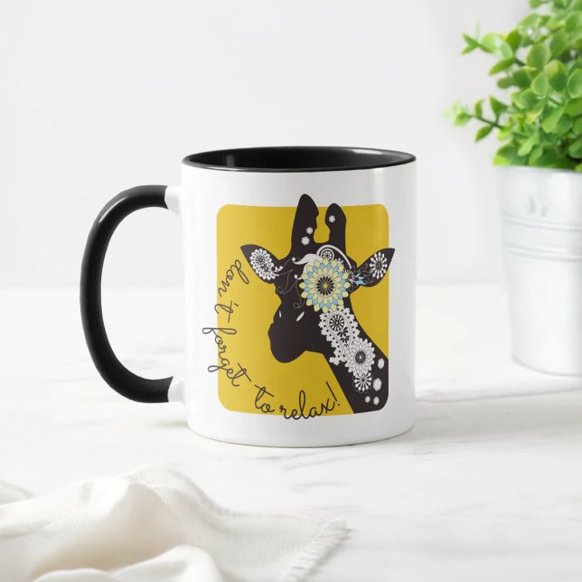 Yellow Funky Funny Paisley Giraffe Coffee Mug (Creator Uploaded)