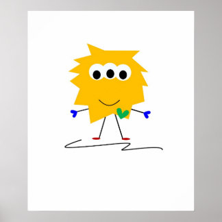 Yellow Fuzzy Monster Poster