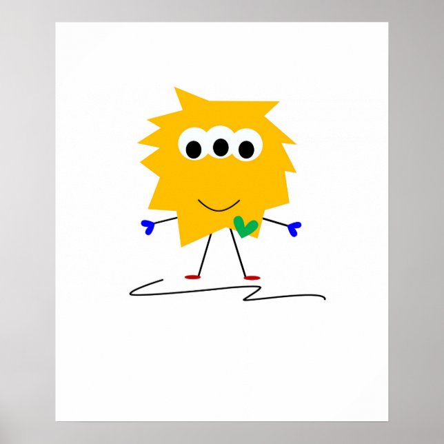 Yellow Fuzzy Monster Poster (Front)