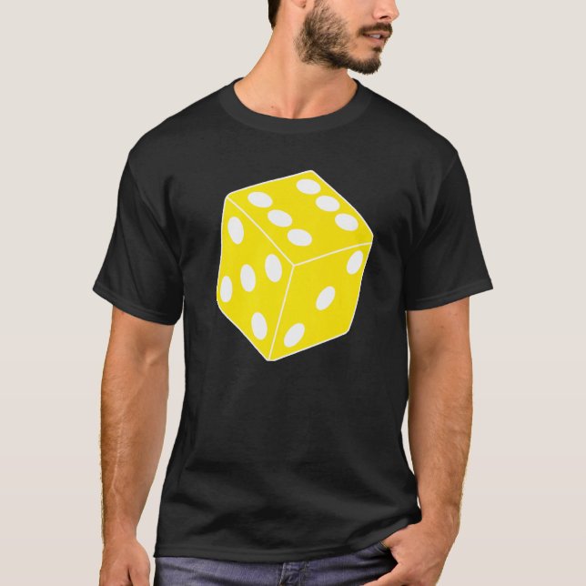 Yellow Gaming Dice Halloween Costume Cool Fun Roll T-Shirt (Front)