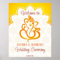 Yellow Ganesha with mandala background  Hindu