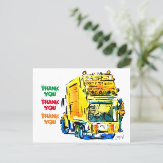Yellow Garbage Truck #130704 Postcard