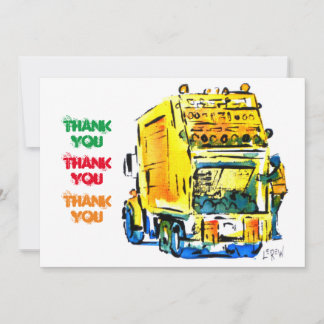 Yellow Garbage Truck #130704 Thank You Card