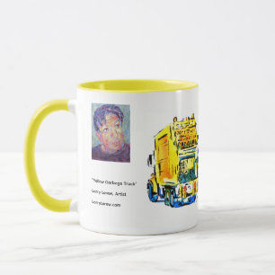 Yellow Garbage Truck / Artist Larry Lerew Mug