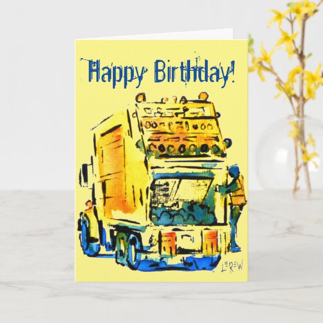 Yellow Garbage Truck Card (Yellow Flower)
