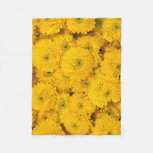 Yellow garden asters mums chrysanthemums flower fleece blanket