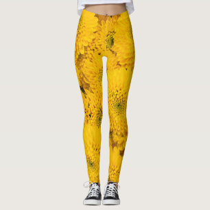 Yellow garden asters Perfect colour summer flower Leggings