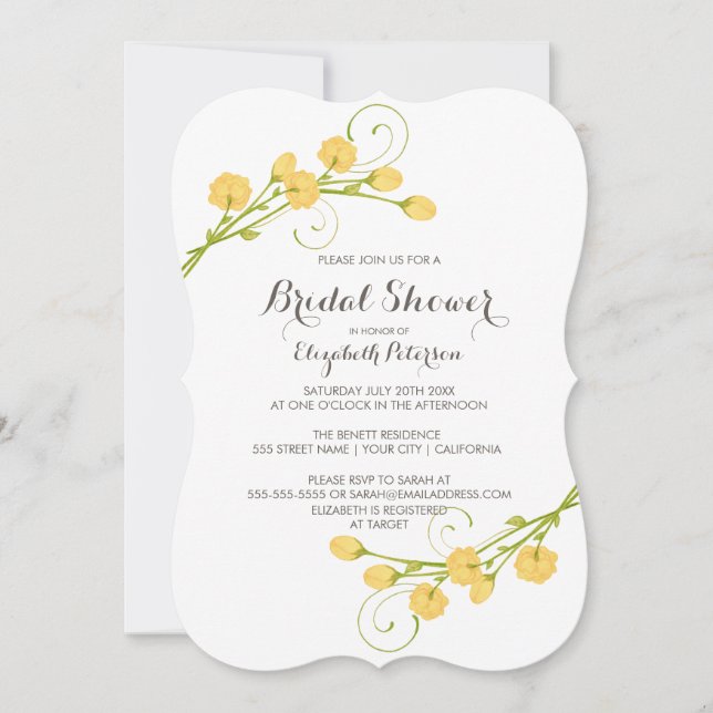Yellow Garden Roses - Bridal Shower Invitation (Front)