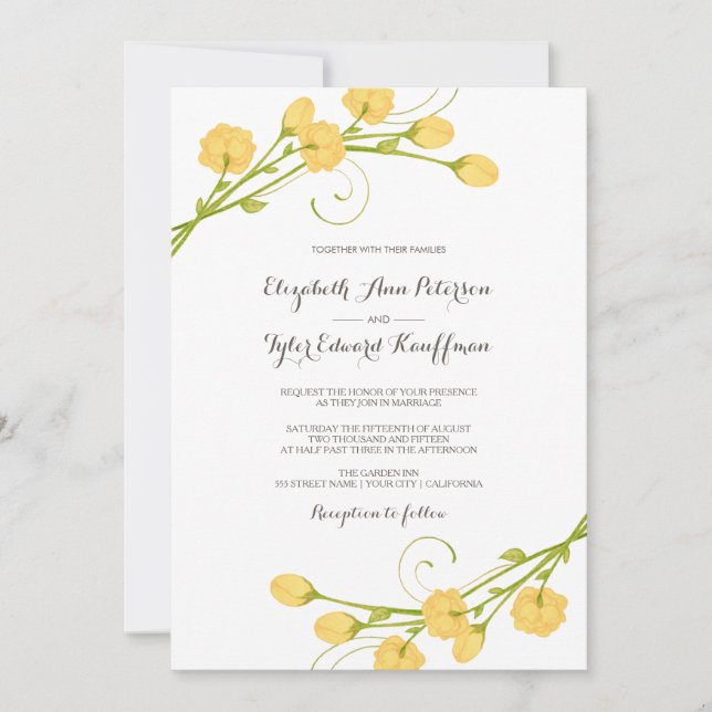 Yellow Garden Roses - Wedding Invitation (Front)