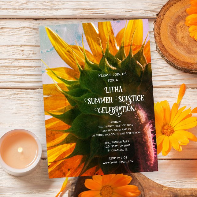 Yellow Garden Sunflower Litha Summer Solstice Invitation (Creator Uploaded)