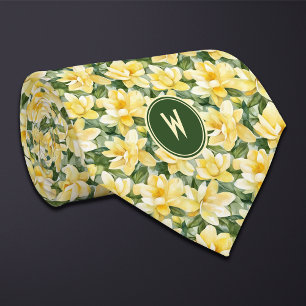 Yellow Gardenias Floral  Tie