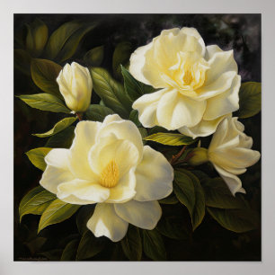 Yellow Gardenias Flower Art Print Poster