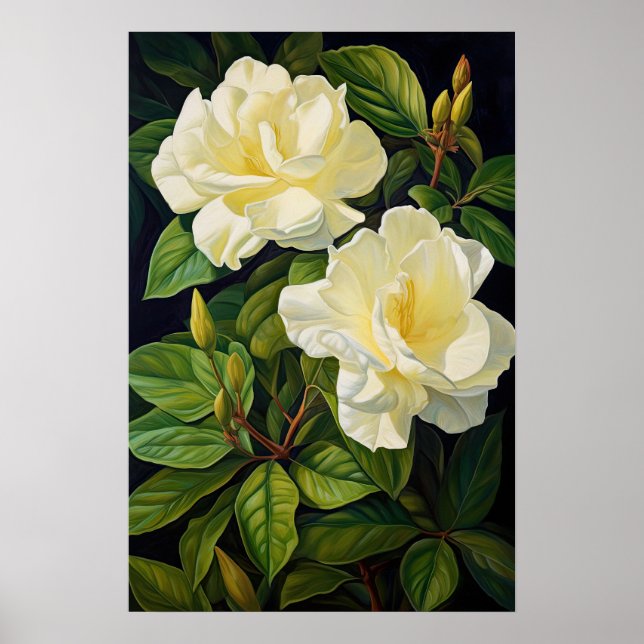 Yellow Gardenias Flower Art Print Poster (Front)