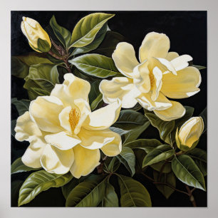 Yellow Gardenias Flower Art Print Poster