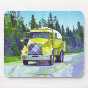 YELLOW GAS TRUCK TRUCKERS Gifts Mouse Mat