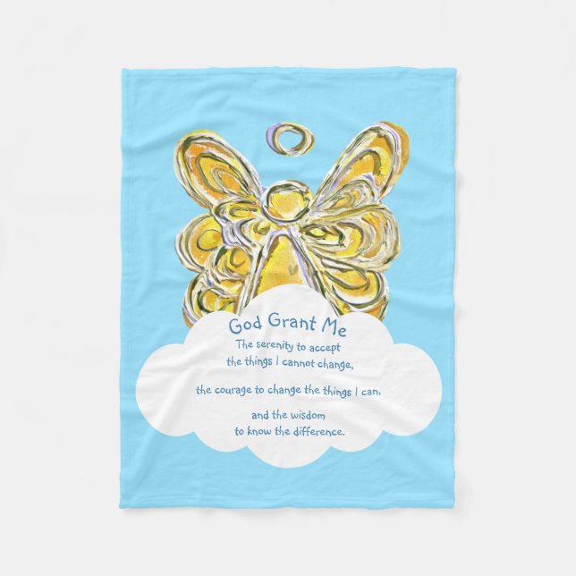 Yellow Gaurdian Angel God Grant Me Chemo Blanket (Front)