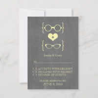 Yellow Geeky Glasses Chalkboard Response Card