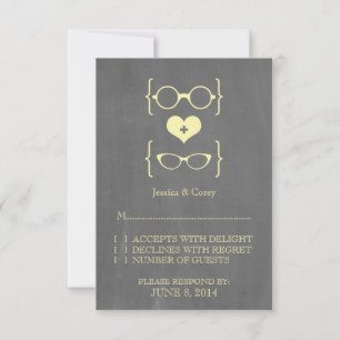 Yellow Geeky Glasses Chalkboard Response Card