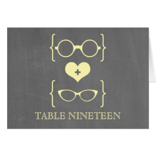 Yellow Geeky Glasses Chalkboard Table Number Card