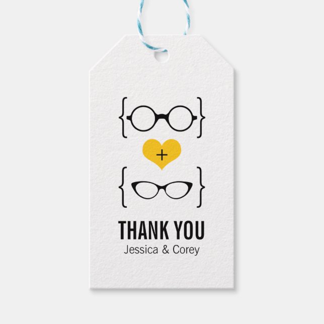 Yellow Geeky Glasses Gift Tags (Front)