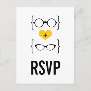 Yellow Geeky Glasses RSVP Postcard