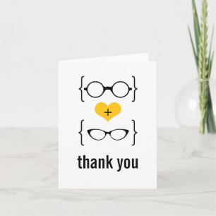 Yellow Geeky Glasses Thank You Card