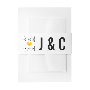 Yellow Geeky Glasses Wedding Belly Bands Invitation Belly Band