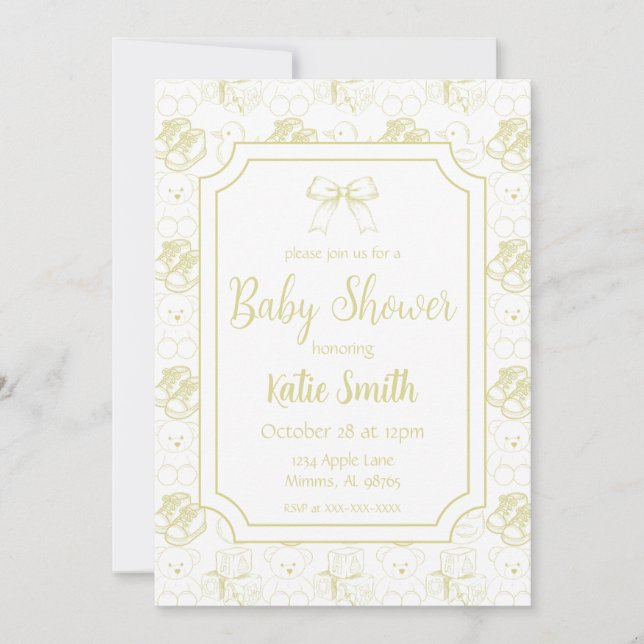 Yellow Gender Neutral Baby Shower Invitation (Front)