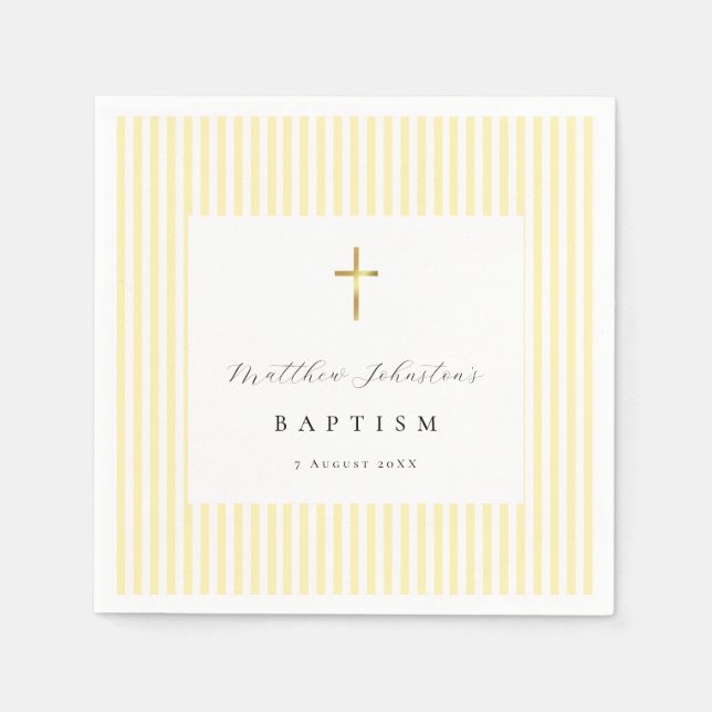 Yellow Gender Neutral Baptism Paper Napkins (Front)